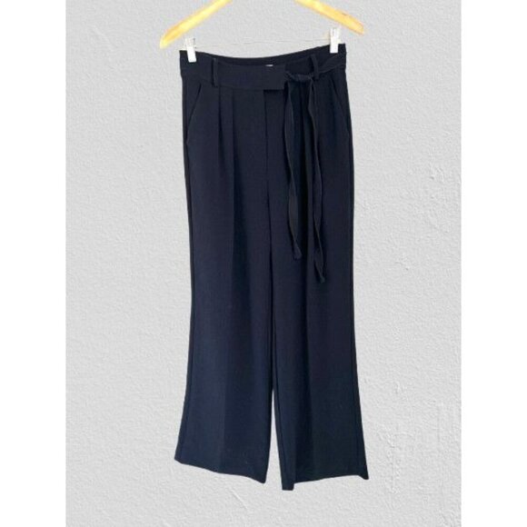 Rebecca Taylor Wide-Leg High-Waisted Pleated Pants With Belt Tie Detail Size 6 - Picture 3 of 10